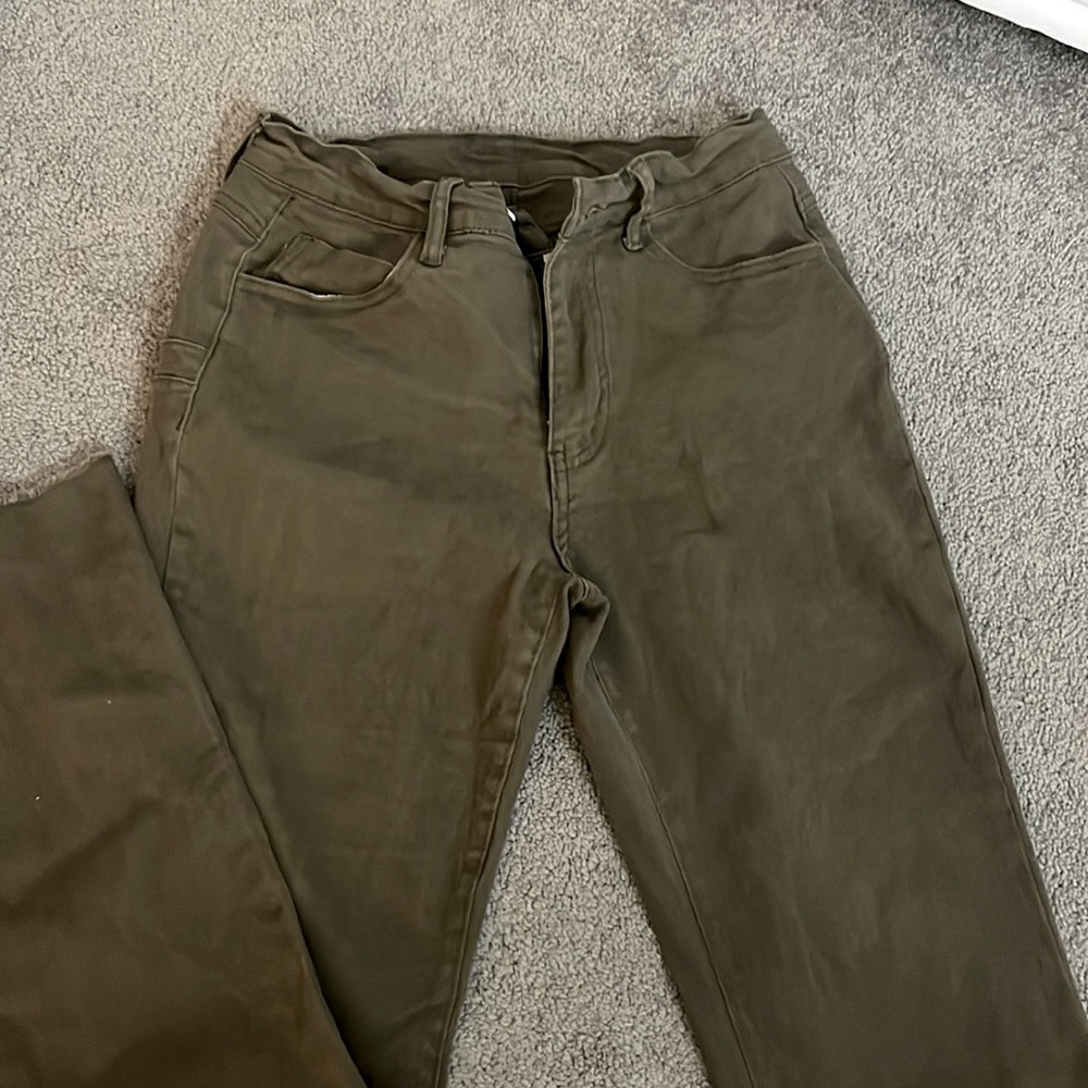 Army green flare jeans. In great condition